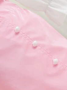 SHEIN Bộ trang phục phong cách Pháp thanh lịch cho bé gái, gồm áo cánh trắng viền bèo nhún và chân váy hồng bóng bất đối xứng, thích hợp cho các bữa tiệc gia đình và tụ tập cùng bạn bè, mùa xuân/thu - Nhiều màu - Xem 3