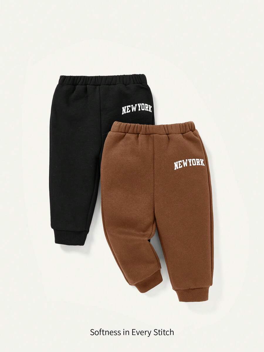 Cozy Pixies Baby Boy Casual Style Letter Printed Sweatshirt And Jogger Pants Set, 2pcs