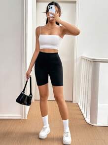 SHEIN Essnce Quần đùi tập yoga nâng hông liền mạch cho nữ mùa hè họa tiết da báo và đen, quần đùi tập gym và đạp xe, quần áo tập yoga trở lại trường, quần áo giáo viên - Nhiều màu - Xem 7