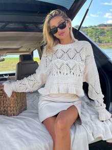 EURMUSE Hollow Out Cute Pullover - Apricot - View 6