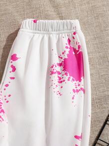 SHEIN 2 件 Tween Boy 休闲扎染熊和字母印花连帽衫和运动裤套装 - 彩色 - 查看 5