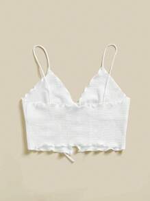 SHEIN Essnce Camiseta de tirantes informal de unicolor con nudo delantero para mujer de verano - Blanco - Ver 2