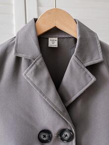 SHEIN 3 件套年轻女孩时尚学院风夹克上衣 + 百褶裙日常穿着，母女搭配服装（单独出售） - 深灰色 - 查看 7