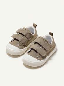 Cozy Pixies Boys' And Girls' Khaki Color Hook And Loop Closure Sneakers With Flat Sole, Design, Comfortable For Daily Wear And Sports - Khaki - View 4