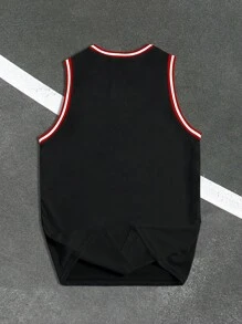 Manfinity Homme 男士彩色块 23 字母印花拼布背心、篮球服