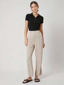 MOTF PREMIUM VISCOSE RIBBED SLIM TOP - Black - View 3