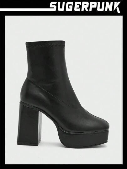 SHEIN X Lucía Bellido Sugerpunk 高跟鞋防水台短靴度假鞋夏季促销 Y2k 朋克潮流酷炫街头运动圣诞秋季新年假期