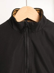 SHEIN 1pc Casual Hooded Jacket For Young Boys,Thermal Lined Comfortable Coat,Versatile Design For School,Outdoor,Sports,Winter,Career Day,Back-To-School - Black - View 4