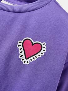 Nick 90s X SHEIN Felpa oversize con stampa di cartoni animati carini a spalle scoperte per ragazza, viola