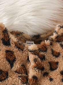 SHEIN 女宝宝豹纹双面羊毛舒适休闲夹克