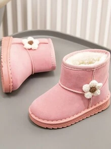 Botas de neve para meninas, botas quentes com forro térmico, botas de tornozelo para crianças, sapatos de inverno para crianças pequenas