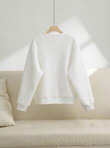 SHEIN Essnce 大码阿姨纹理面料格子棒球夹克