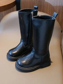 Kinderstiefel, Mädchenschuhe, Kniestiefel, Seitlicher Reißverschluss, modische vielseitige Kinderstiefel - Schwarz - Übersicht 5