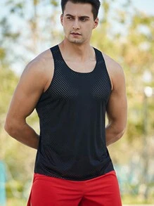 Gym Rark Boyfriend Style Men's Solid Color Round Neck Summer Workout Tank Top School Compression Shirt Men - Black - View 1