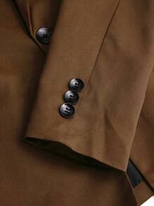 Manfinity Mode Men's Plain And Simple Daily Long Sleeve Suit With Long Pants - Coffee Brown - View 5