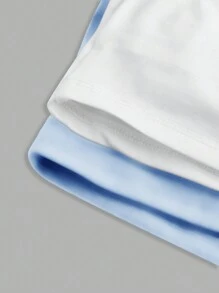 SHEIN SXY 3 件装 女式弹力露肩休闲百搭性感短款上衣 带内置胸垫 - 玫紅色 - 查看 4