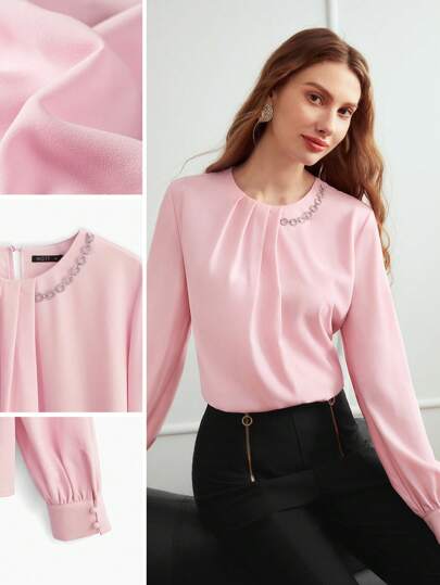 MOTF PREMIUM 素色鏈條細節襯衫