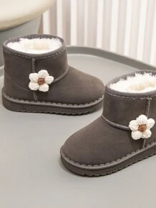 Botas de nieve forradas y esponjosas para niñas, botas de invierno cálidas para niños pequeños y niños - Gris - Ver 4