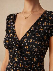 Poéselle Women's Fashion Sweet V-Neck Floral Print A-Line Dress, Floral Dresses, Spring Floral Dresses, Beach Women's Dresses, Y2k Summer, Floral Dresses, Cute Summer Dresses,Summer Dresses For Women