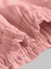 SHEIN MOD Plus Size Women's Solid Color Mushroom Hem Waist Multi Layer Ruffle Skirt - Pink - View 3