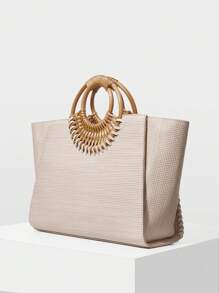 MOTF PREMIUM WOMEN WOVEN STRAW HANDBAG - Khaki - View 4