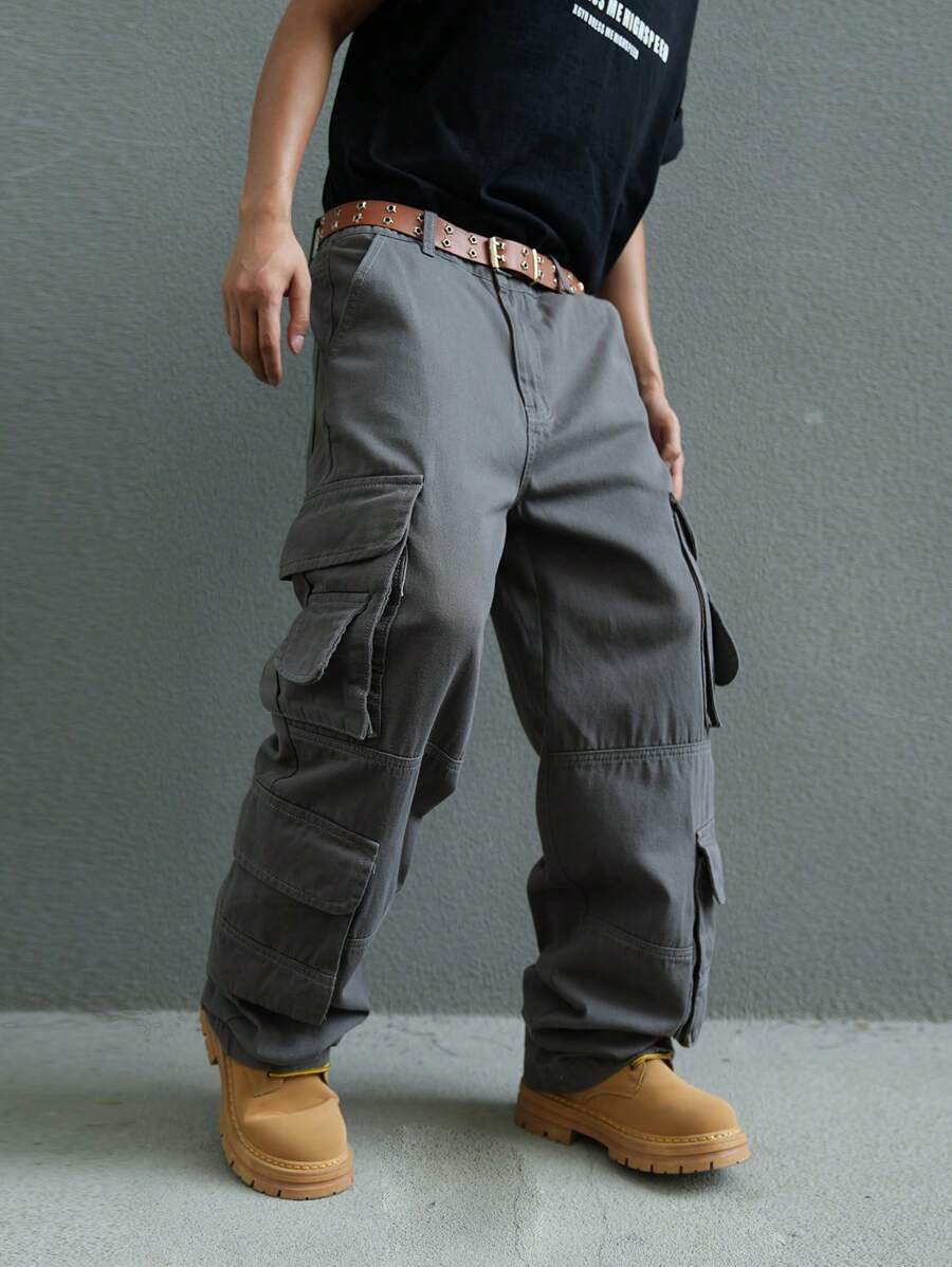 Manfinity EMRG Men Plain Simple Everyday Denim Jeans - Grey - View 1