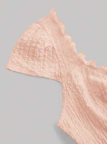 SHEIN MOD Summer Casual Solid Color Textured Knit Dolman T-Shirt , Babydoll Top - Dusty Pink - View 3