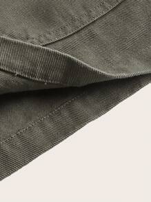 SHEIN X KeniaOs SHEIN ICON Criss Cross Waist Button Front Skirt - Army Green - View 4