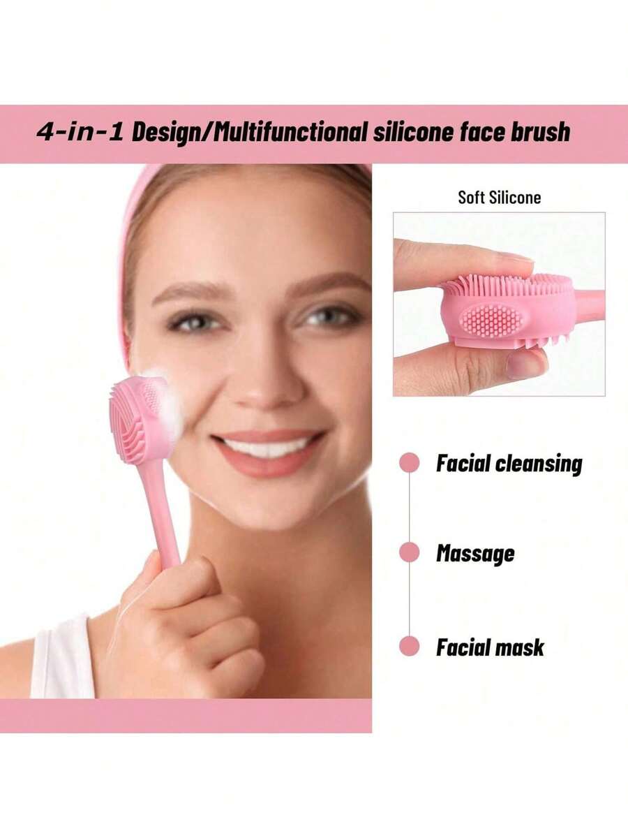 3 Pcs Silicone Facial Cleansing Brush ,4 In 1 Handheld Face Scrubber