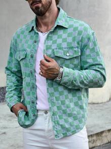 Manfinity LEGND Men's Plaid Printed Simple Casual Denim Shirt - Multicolor - View 4