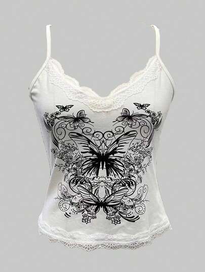 Fairycore Women's Summer Butterfly Printed Casual Tank Top