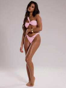 Musera Resort Verdrehter geraffter asymmetrischer Bikini Top für Sommer, Strandurlaub, Ibiza, Urlaub, Club