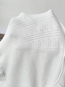 SHEIN Unity Ladies Solid Color Simple Casual Long Sleeve Cardigan With Belt Fall Cloth For Women - White - View 5