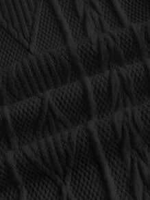 SHEIN EZwear 女士黑色针织休闲日常长裤 - 黑色 - 查看 4