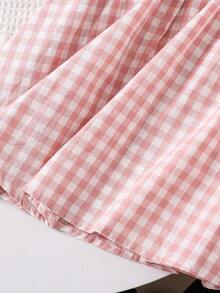 SHEIN Đầm thường ngày tay bồng thêu cổ Peter Pan nhiều màu cho bé gái - Hồng - Xem 3