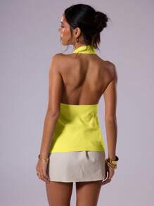 MUSERA Knitted Flower Detail Top Holiday Summer - Yellow - View 3