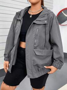 Flirla Plus Size Outdoor Functional Jacket, Suitable For Hiking, River Trekking, Outdoor Sports, Utility Jacket - Grey - View 6