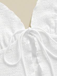 SHEIN Essnce Camiseta de tirantes informal de unicolor con nudo delantero para mujer de verano - Blanco - Ver 4