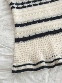 Soleia 女士黑白条纹针织度假吊带裙 - 黑與白 - 查看 4