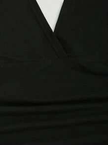 Sweetra Elegancka sukienka syrenka z odkrytymi plecami i jednokolorowym dekoltem typu halter, letni strój maxi dla kobiet - Czarne - Zobacz 4