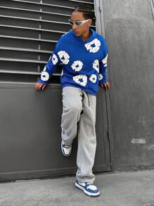 PAVTROS Áo hoodie in chữ bằng xốp cho nam, thời trang đường phố kiểu Mỹ, họa tiết, tay dài, quà tặng bạn trai - Màu xanh lam - Xem 8