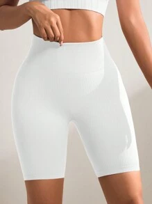 Easithlete Women's Solid Color Seamless High Waist Fitness Spandex Shorts, Daily Workout Biker Shorts