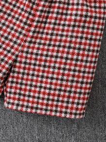 Tween Girls' Plain Front Button Plush Coat & Plaid Printed Shorts 2pcs/Set - White - View 6