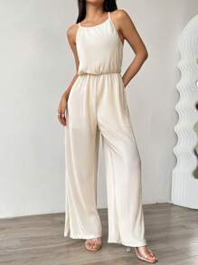 SHEIN Unity 女士纯色简约日常无袖连体裤