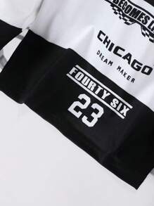 SHEIN Baby Boys Racing Car & Letter Print Long Sleeve T-Shirt, Suitable For Everyday Wear - Black and White - View 4