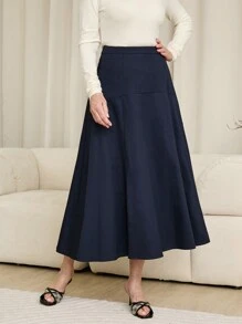 SHEIN LUNE 女式简约纯色日常半身裙