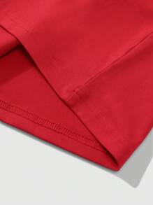 Manfinity EMRG Conjunto de 2 peças com estampa de letras e teia de aranha masculina, regata com gola redonda e cintura com cordão, conjunto de 2 peças, verão - Vermelho - Ver 4