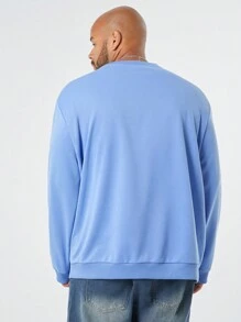 Manfinity NXTstreet Felpa da lavoro casual a maniche lunghe da uomo taglie forti, in maglia con rilievo 3D a lettera, scollo tondo, vestibilità aderente, adatta per l'autunno e l'inverno, ideale per l'uso quotidiano