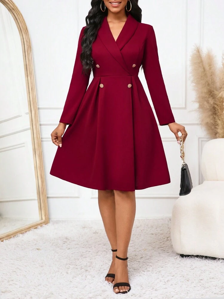 lady winter dress SHEIN Women's Four Season Elegant Red Business Professional Commuter Dress, Bride Gift Party Formal Fall Dresses Winter Dress Women Vintage Clothes Teacher Dress Teacher Clothes Fall Dresses mens knit sneakers