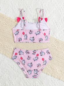 Young Girl Cute Printed Bikini Set Summer Beach - Multicolor - View 2